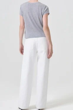 Outlet AGOLDE ADINE SHRUNKEN TEE GreyHeather