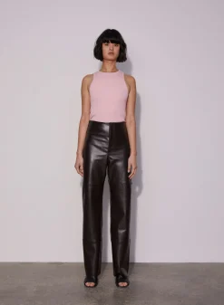 Hot WYNN HAMLYN ALLY LEATHER TROUSERS Brown