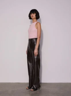 Hot WYNN HAMLYN ALLY LEATHER TROUSERS Brown