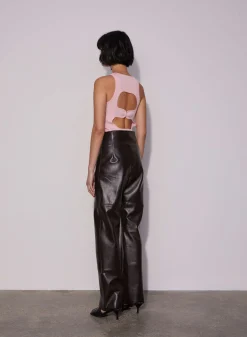 Hot WYNN HAMLYN ALLY LEATHER TROUSERS Brown
