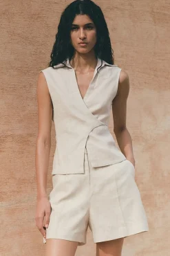 Best FAITHFULL THE BRAND ANTIBES SLEEVELESS WRAP SHIRT Sand
