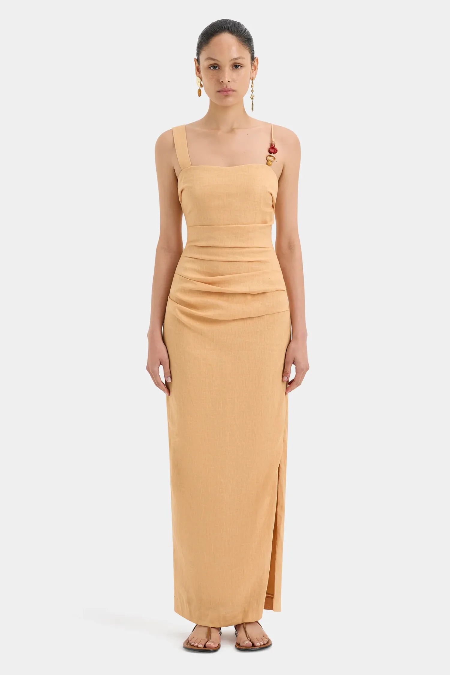 Cheap SIR ANTONIA BEADED MIDI DRESS LightTan