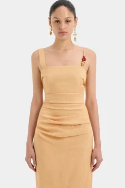 Cheap SIR ANTONIA BEADED MIDI DRESS LightTan