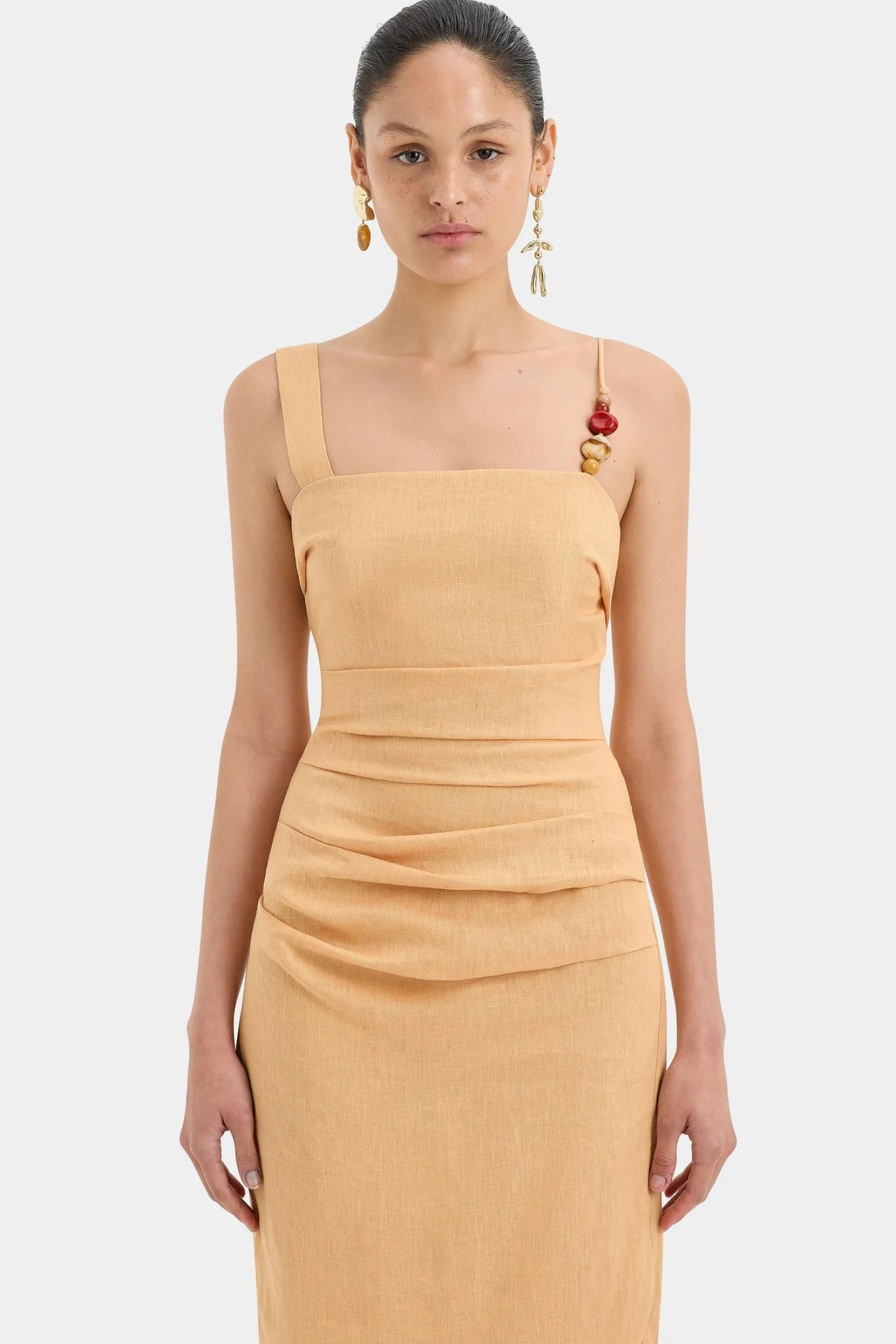 Cheap SIR ANTONIA BEADED MIDI DRESS LightTan
