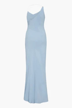 Shop ST. AGNI ASYMMETRICAL DRAPE MAXI DRESS StoneBlue