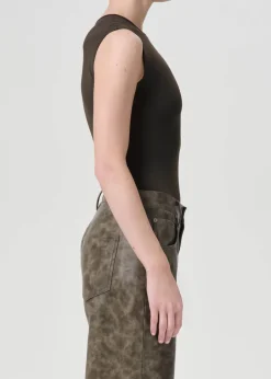 Shop AGOLDE AURA SLEEVELESS BODYSUIT Potion