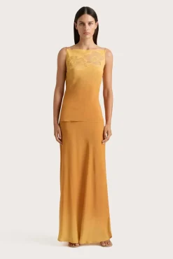 Online FAITHFULL THE BRAND BIARRITZ MAXI SKIRT TerracottaOmbre