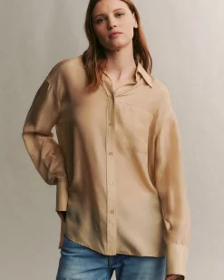 Shop TWP BIG JOE SHIRT Tan