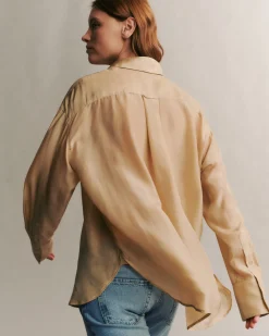 Shop TWP BIG JOE SHIRT Tan