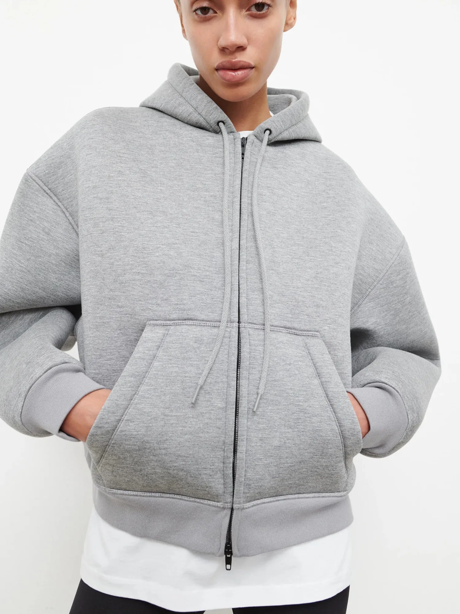 Discount WARDROBE.NYC BONDED ZIP HOODIE GreyMarl