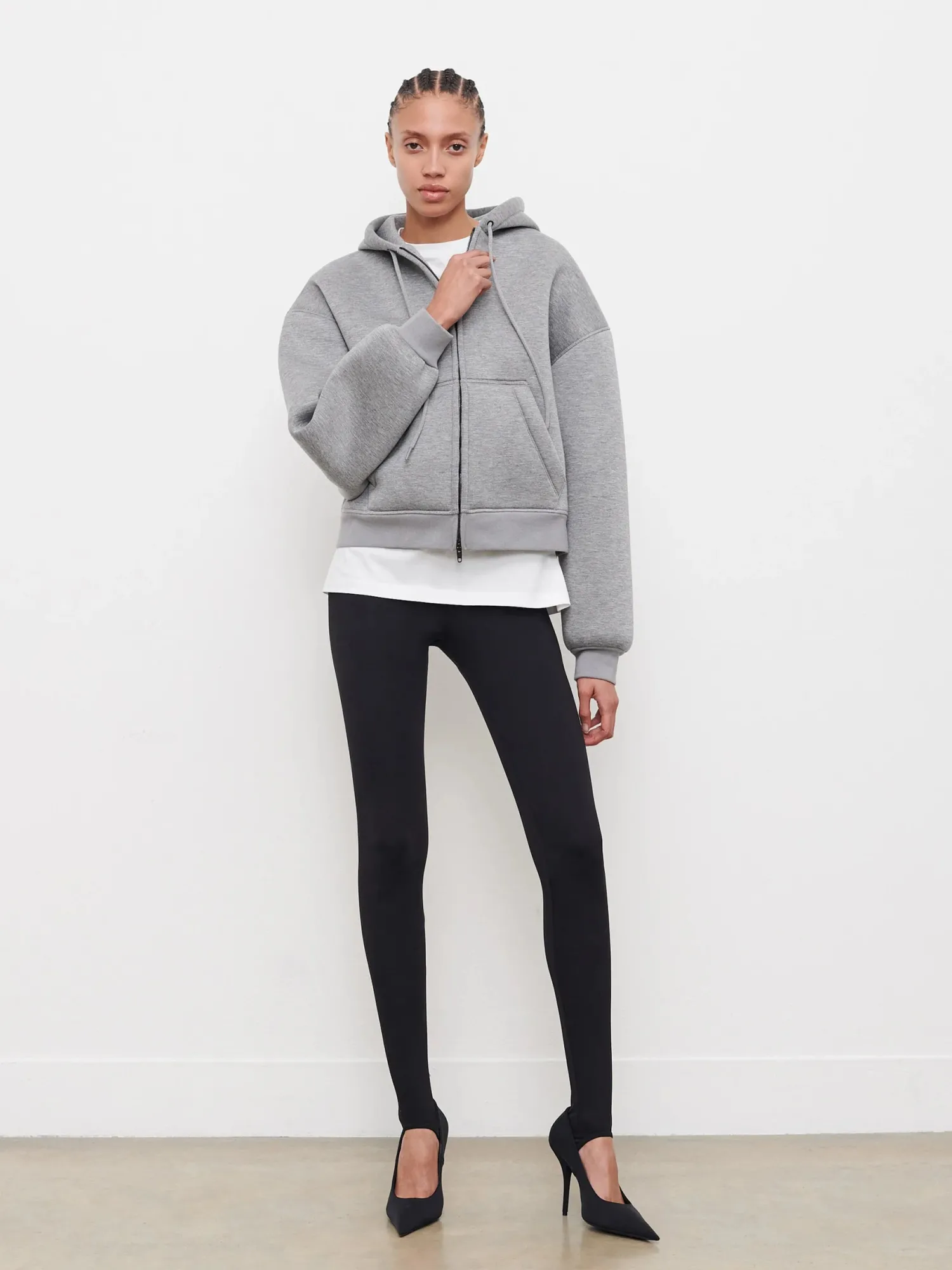 Discount WARDROBE.NYC BONDED ZIP HOODIE GreyMarl