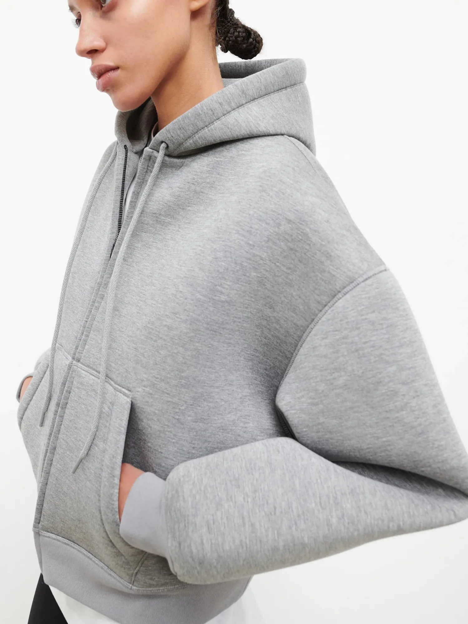 Discount WARDROBE.NYC BONDED ZIP HOODIE GreyMarl