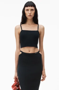 Store ALEXANDERWANG.T CAMI TOP W/ SKINNY WOVEN LABEL Black