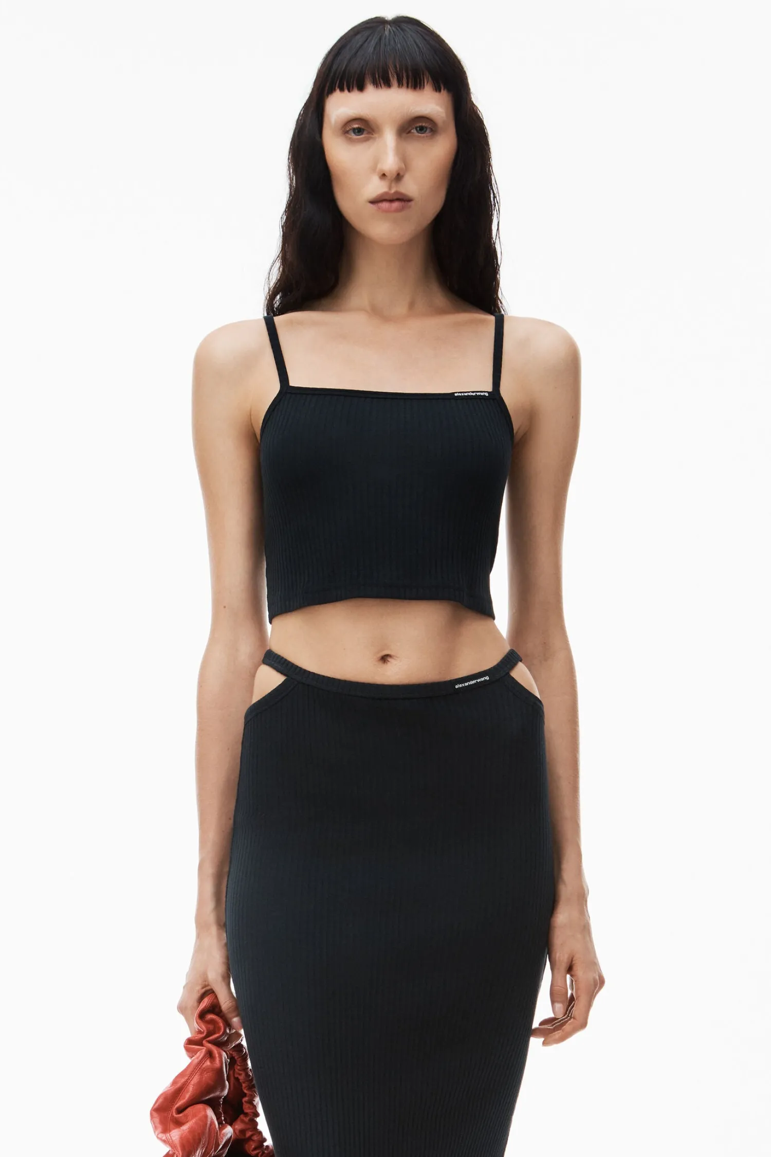 Store ALEXANDERWANG.T CAMI TOP W/ SKINNY WOVEN LABEL Black