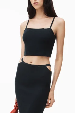 Store ALEXANDERWANG.T CAMI TOP W/ SKINNY WOVEN LABEL Black
