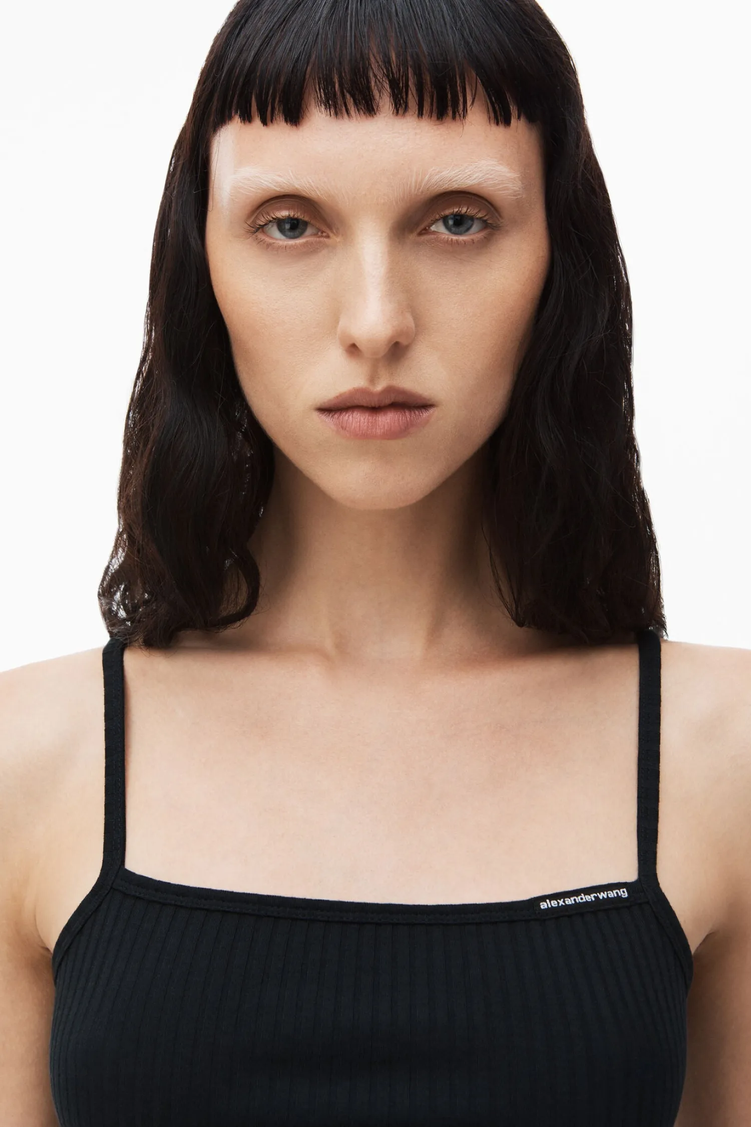 Store ALEXANDERWANG.T CAMI TOP W/ SKINNY WOVEN LABEL Black