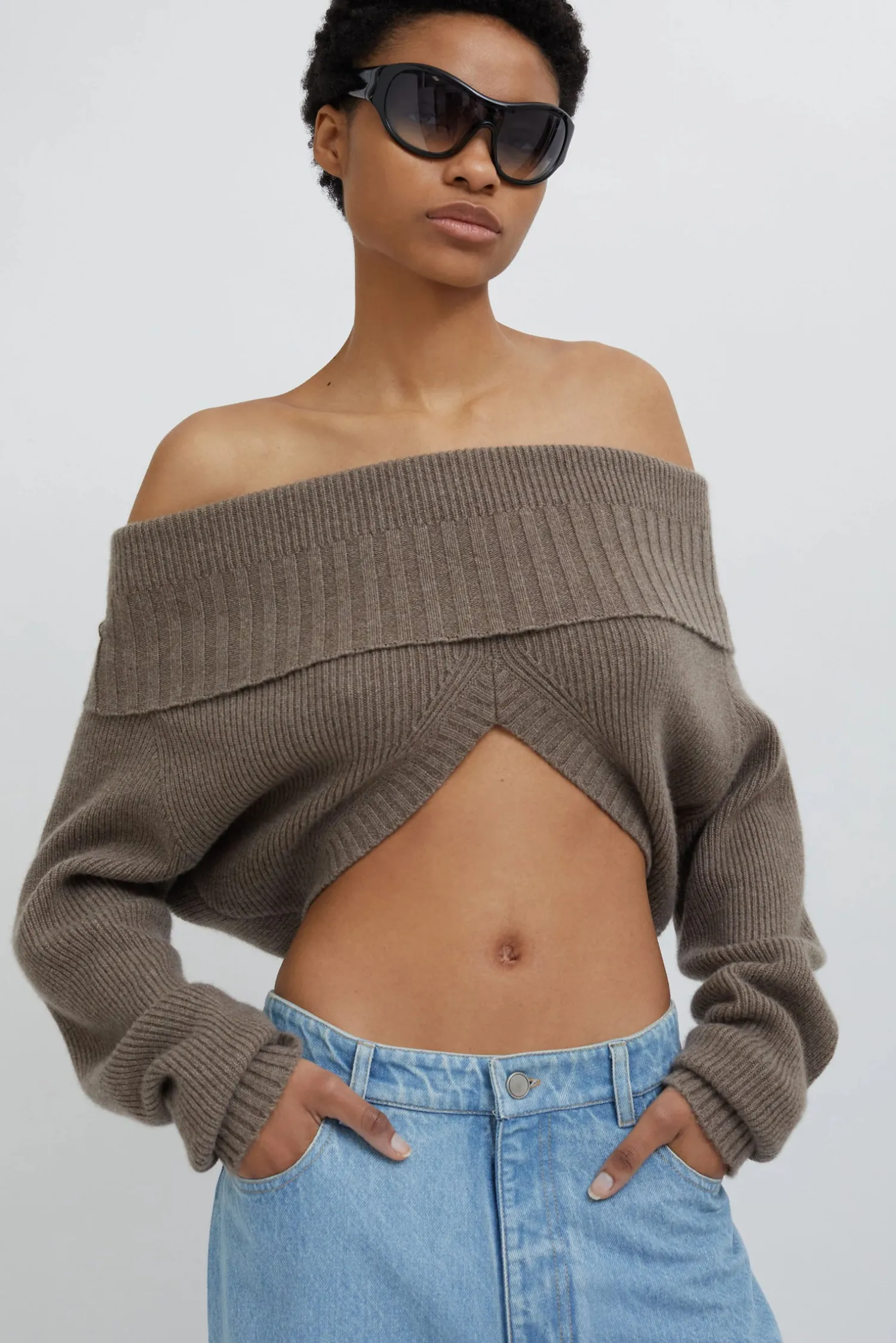 Clearance CHRISTOPHER ESBER CASHMERE KNIT SHRUG Taupe