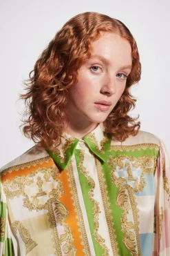 Shop ALÉMAIS CHECKMATE SILK SHIRTDRESS Multi
