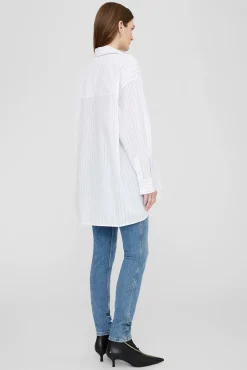 New ANINE BING CHRISSY SHIRT WhiteandTaupe