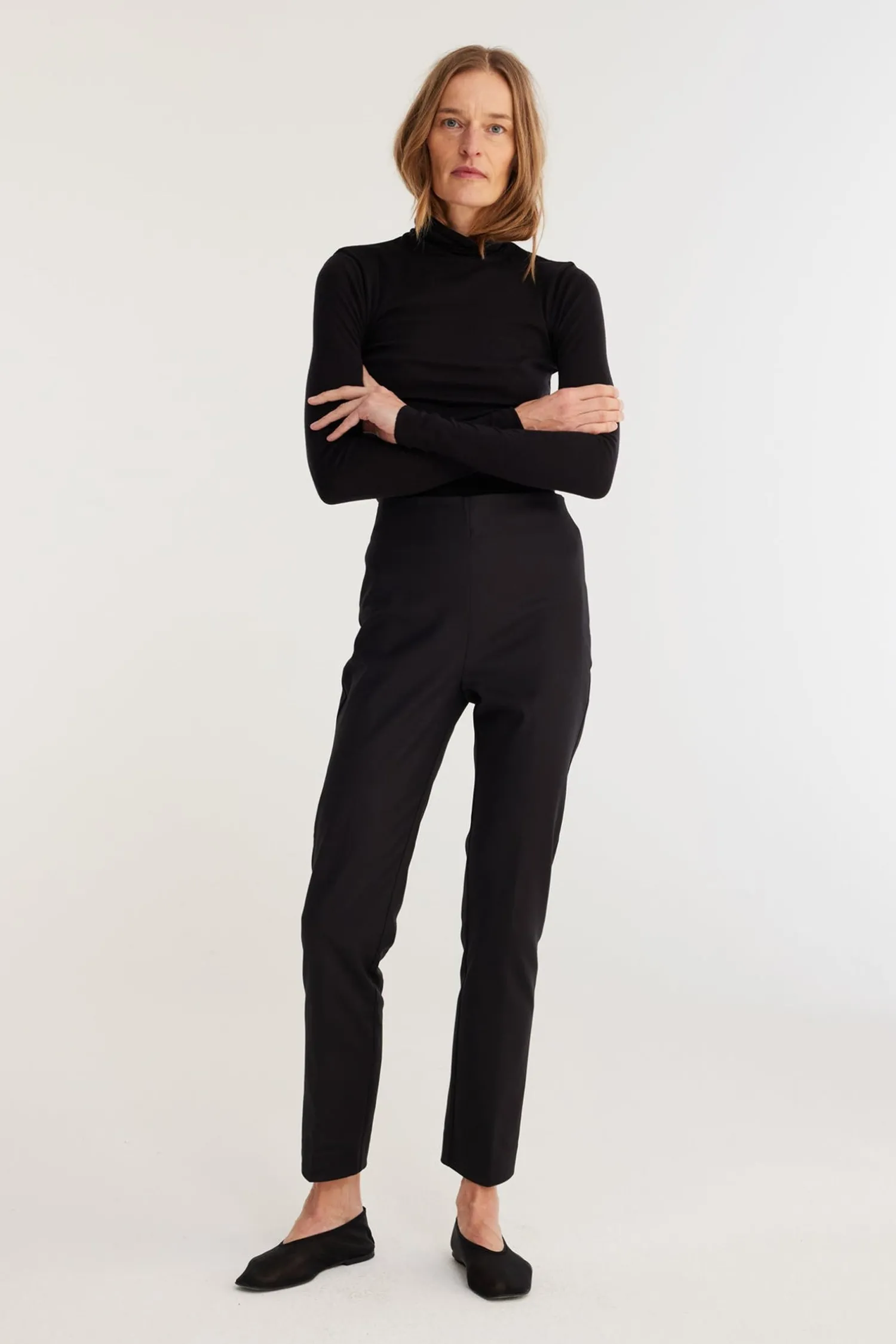 New RÓHE CIGARETTE LEG TROUSERS Black