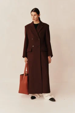 Shop ESSE CLASSICO COAT Chocolate