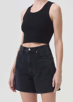 Fashion AGOLDE CROPPED POPPY TANK Black