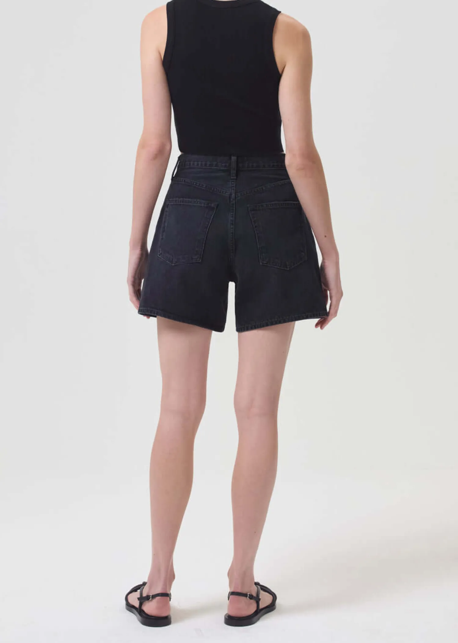 Fashion AGOLDE CROPPED POPPY TANK Black