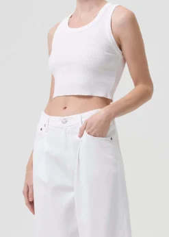 Shop AGOLDE CROPPED POPPY TANK White