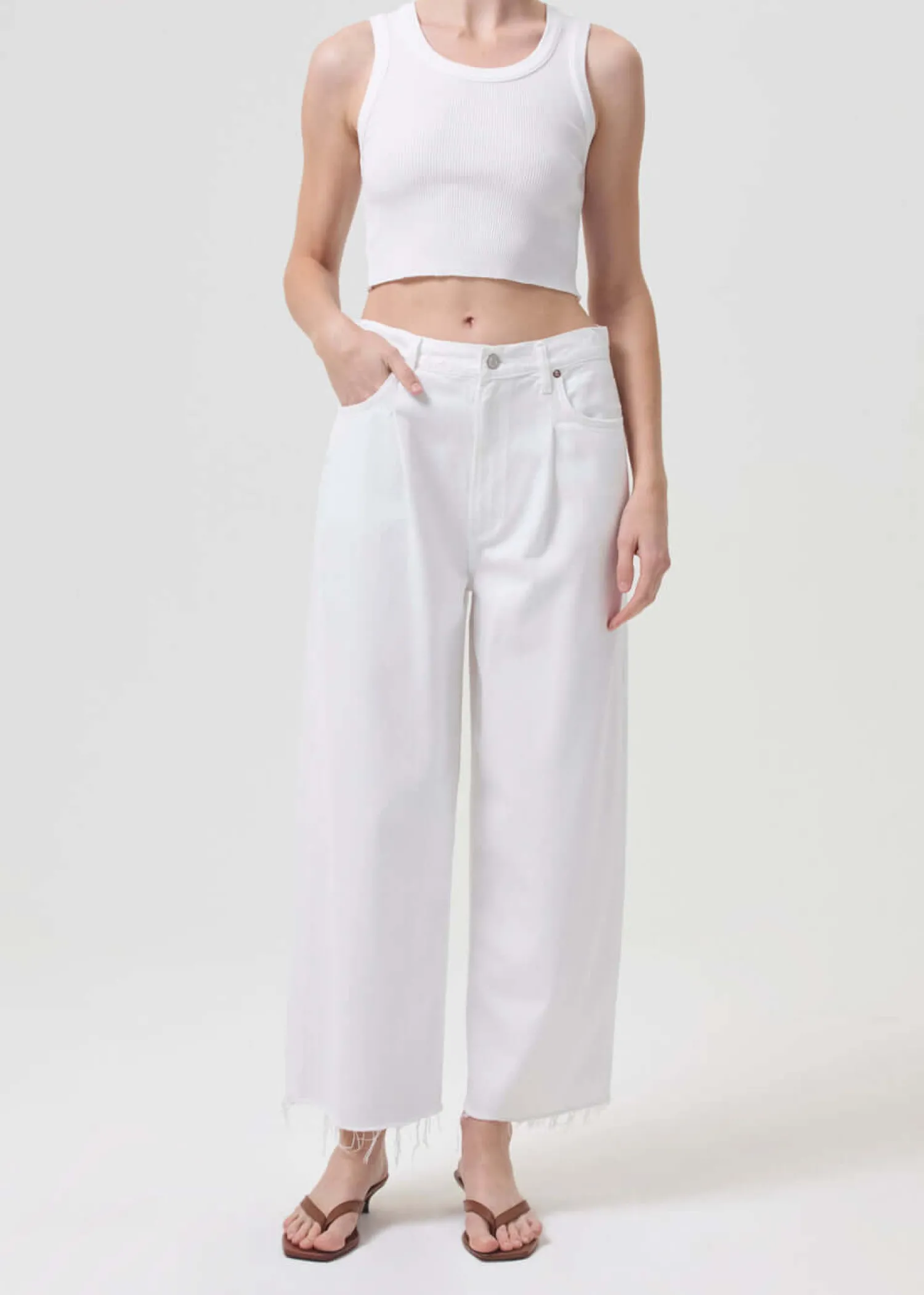 Shop AGOLDE CROPPED POPPY TANK White