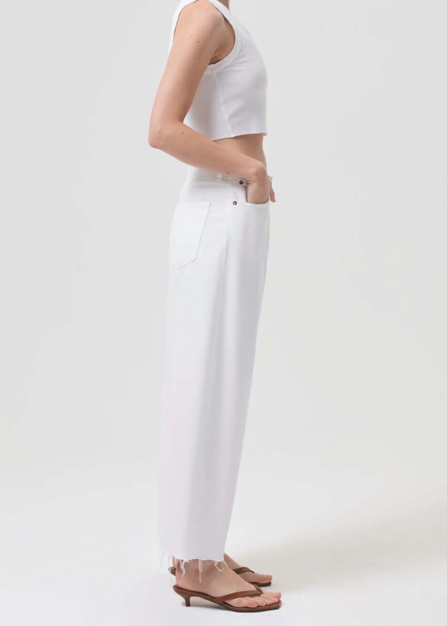 Shop AGOLDE CROPPED POPPY TANK White