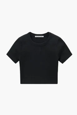 Discount ALEXANDERWANG.T CROPPED SHORT SLEEVE TOP WITH EMBOSSED LOGO