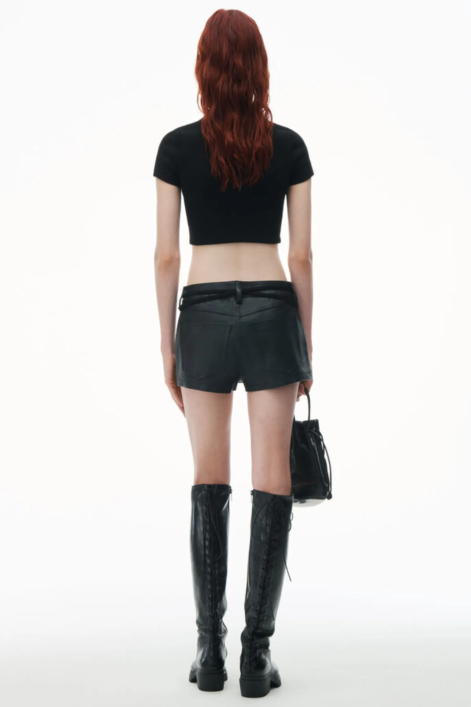Discount ALEXANDERWANG.T CROPPED SHORT SLEEVE TOP WITH EMBOSSED LOGO