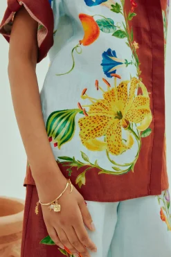 Store ALÉMAIS DAHLIA FLORAL LINEN SHIRT