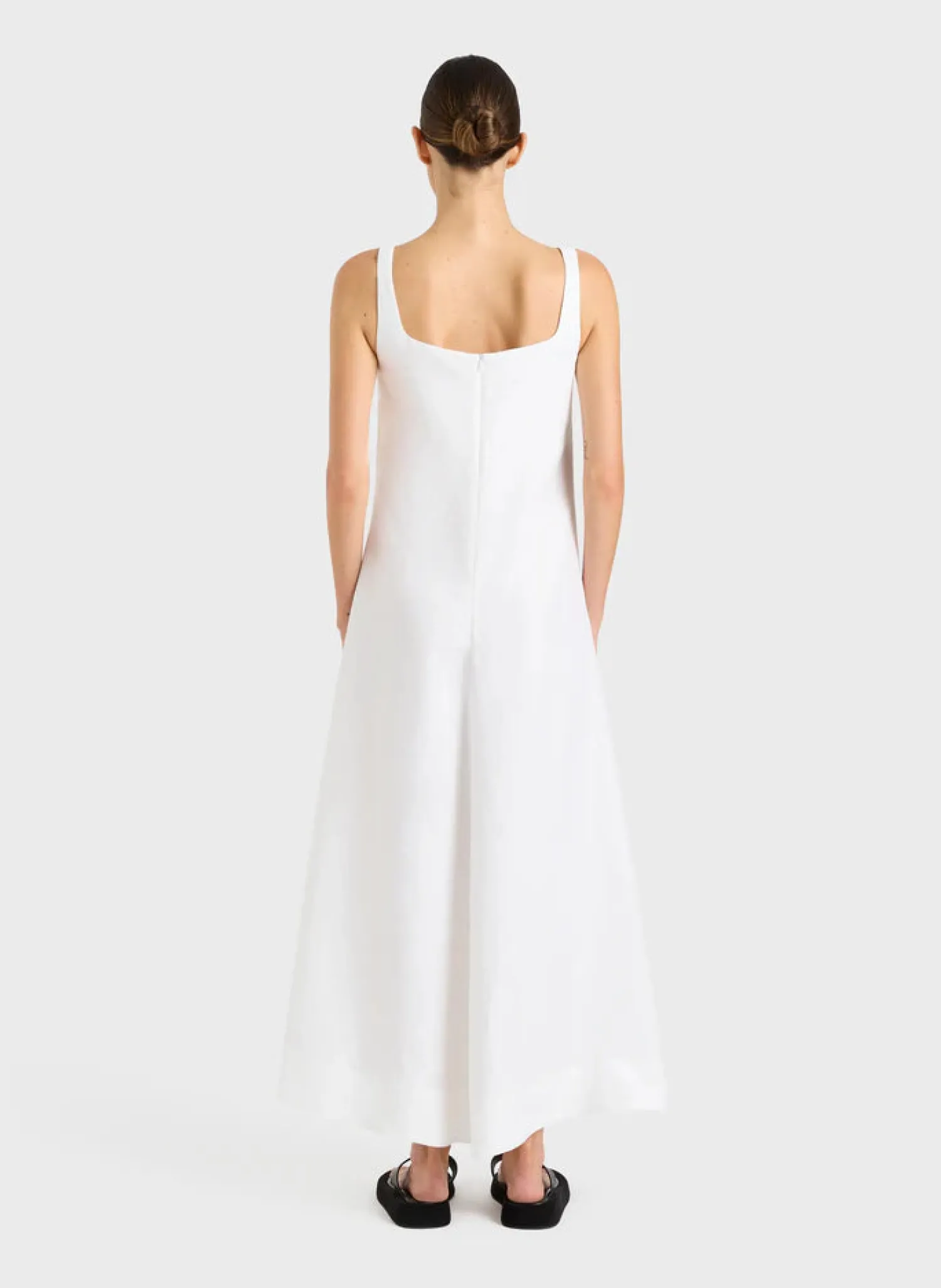Best Sale BONDI BORN DELPHI ORGANIC LINEN FLARED MAXI DRESS White