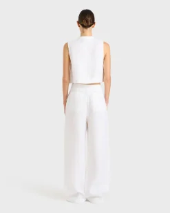 Outlet BONDI BORN DELPHI ORGANIC LINEN TAILORED PANT White