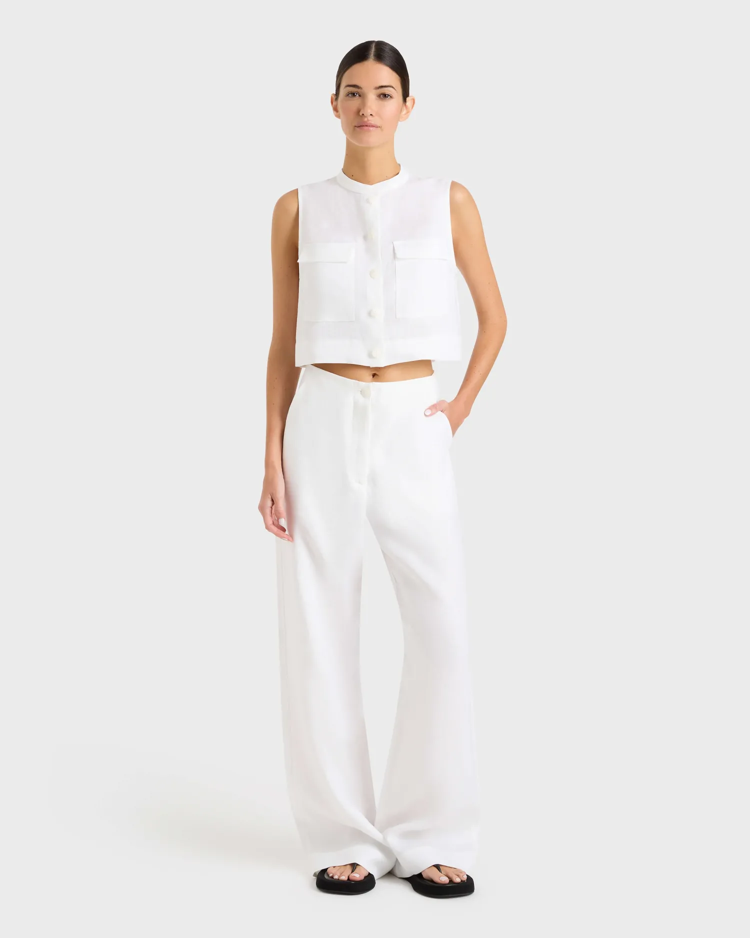 Best BONDI BORN DELPHI ORGANIC LINEN UTILITY TOP White