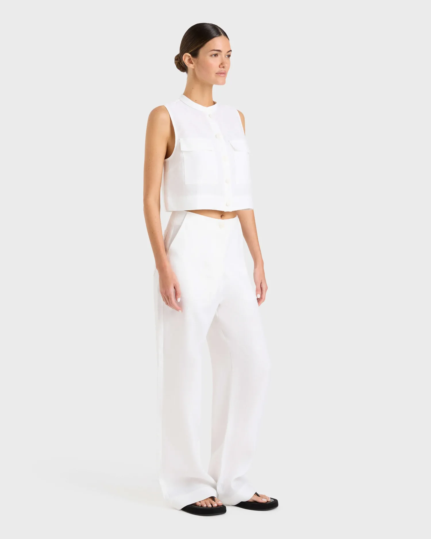 Best BONDI BORN DELPHI ORGANIC LINEN UTILITY TOP White