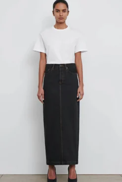 Sale WARDROBE.NYC DENIM COLUMN SKIRT Black