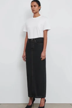 Sale WARDROBE.NYC DENIM COLUMN SKIRT Black