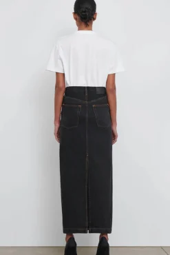 Sale WARDROBE.NYC DENIM COLUMN SKIRT Black