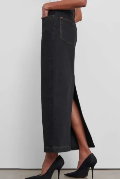 Sale WARDROBE.NYC DENIM COLUMN SKIRT Black
