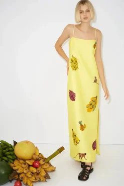 Store ALÉMAIS DIAMOND DANCER MIDI DRESS Yellow