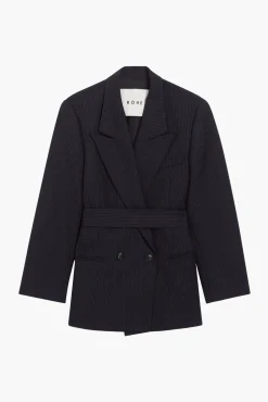 New RÓHE DOUBLE BREASTED PINSTRIPE BLAZER