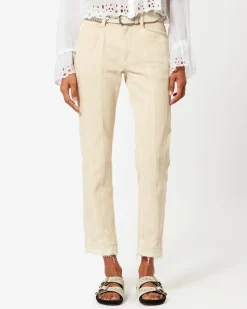 Shop ISABEL MARANT ÉTOILE DRIANE COTTON PANTS Ecru