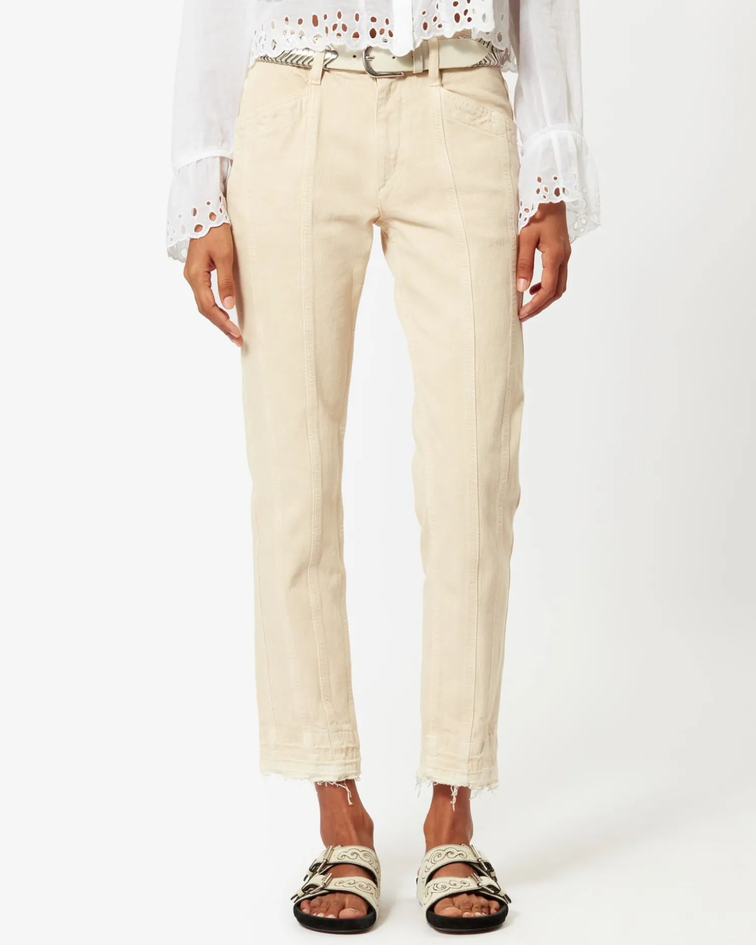 Shop ISABEL MARANT ÉTOILE DRIANE COTTON PANTS Ecru