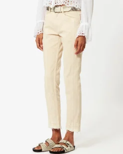 Shop ISABEL MARANT ÉTOILE DRIANE COTTON PANTS Ecru