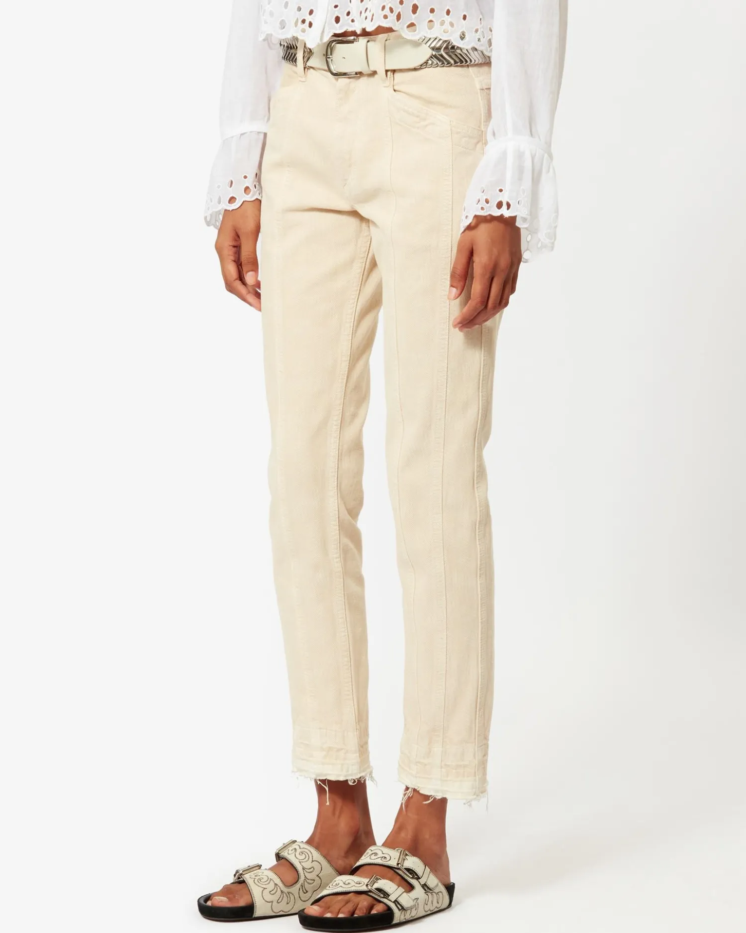 Shop ISABEL MARANT ÉTOILE DRIANE COTTON PANTS Ecru