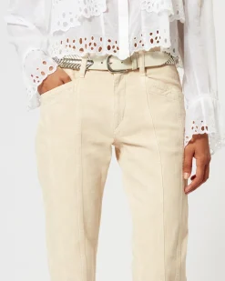 Shop ISABEL MARANT ÉTOILE DRIANE COTTON PANTS Ecru