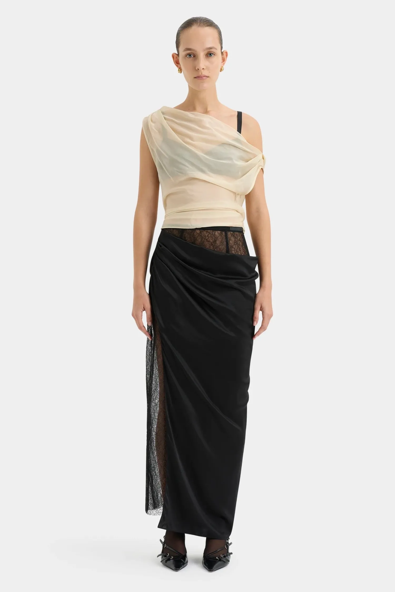 Outlet SIR DUNYA DRAPED SKIRT Black