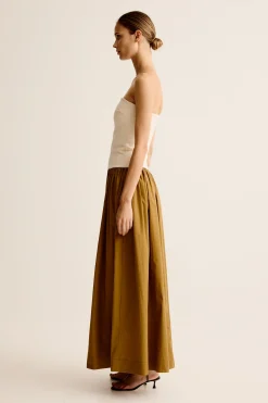 Clearance ESSE DUO STRAPLESS KNIT COTTON DRESS Light/Olive